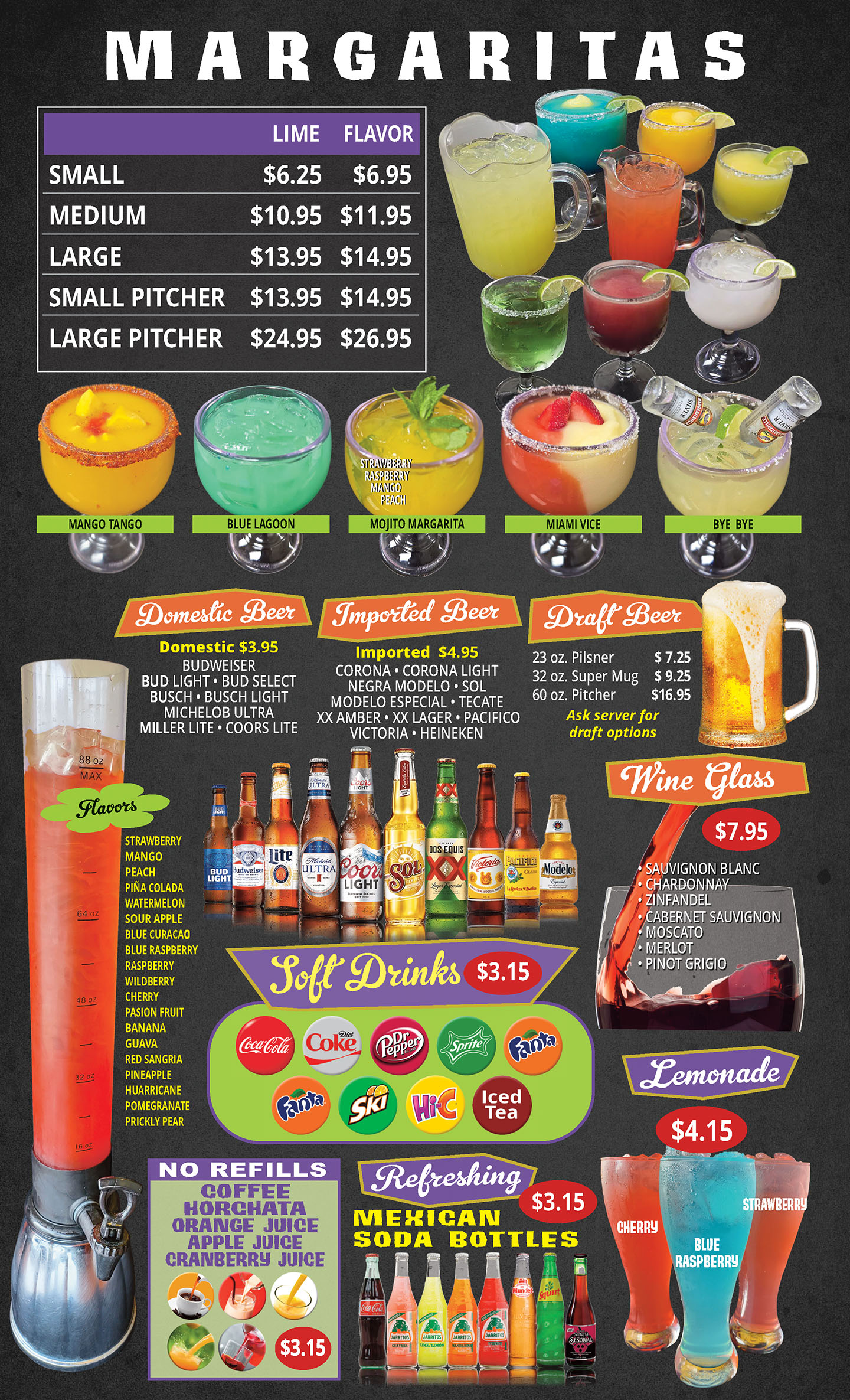 Rio Grande MX Cocina drinks and margarita flavors